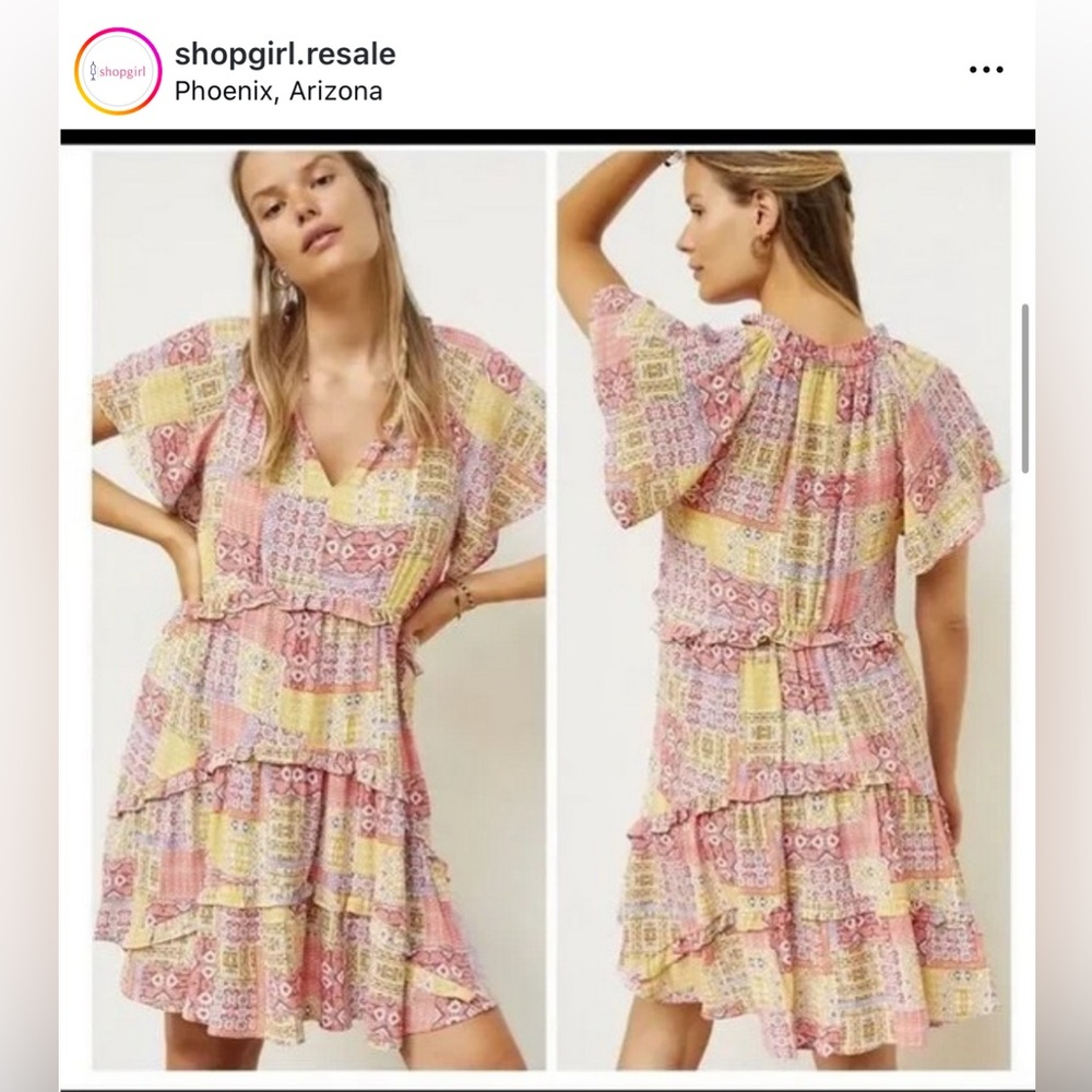 ANTHROPOLOGIE Robin Tiered Mini Dress XS 0 2 4 Small‎ Maeve